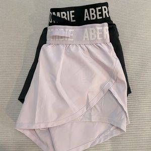 Abercrombie Kids athletic girls shorts 2 pairs size 7/8 lilac and black